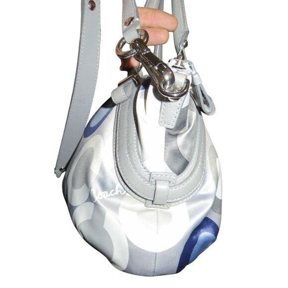 Coach 2010 Madison Clover Sophia Signature Logo Satchel Gray Sateen Leather - Picture 14 of 15